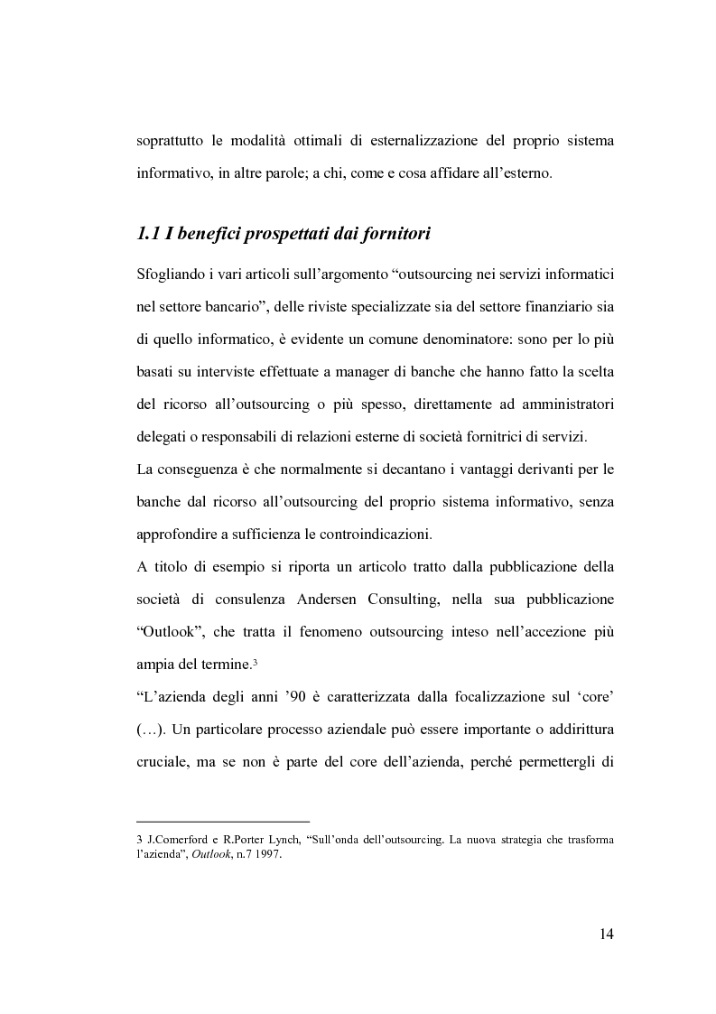 Anteprima della tesi: La banca e l’outsourcing dei sistemi informativi, Pagina 9