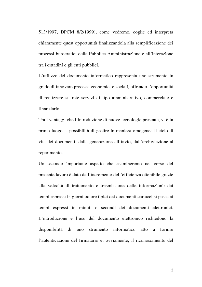 Anteprima della tesi: La firma digitale nella Pubblica Amministrazione. L'esperienza pratica dell'Ussl 9 di Treviso, Pagina 2