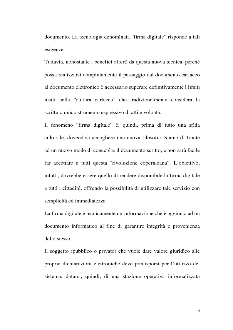 Anteprima della tesi: La firma digitale nella Pubblica Amministrazione. L'esperienza pratica dell'Ussl 9 di Treviso, Pagina 3