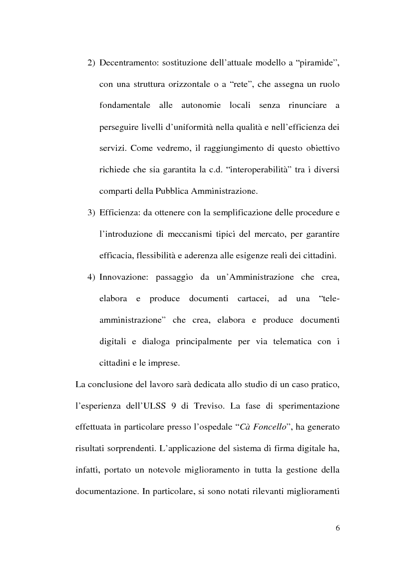 Anteprima della tesi: La firma digitale nella Pubblica Amministrazione. L'esperienza pratica dell'Ussl 9 di Treviso, Pagina 6