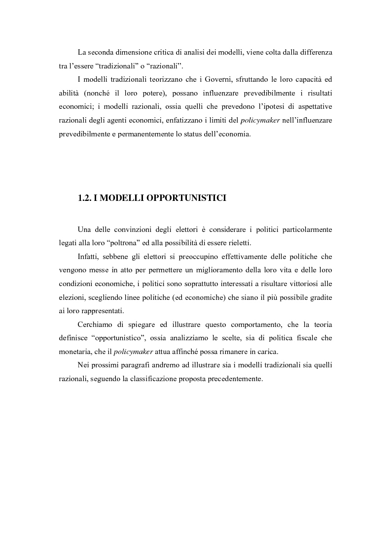Anteprima della tesi: Sviluppi recenti della teoria del ciclo politico, Pagina 3