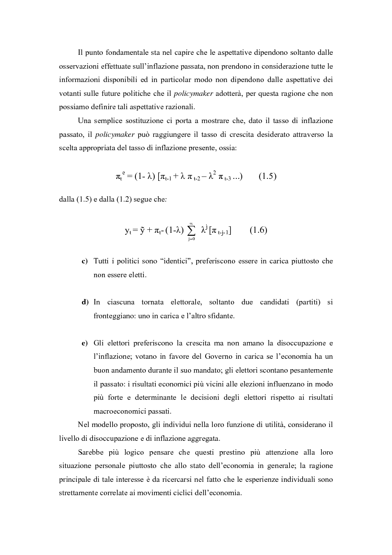 Anteprima della tesi: Sviluppi recenti della teoria del ciclo politico, Pagina 7