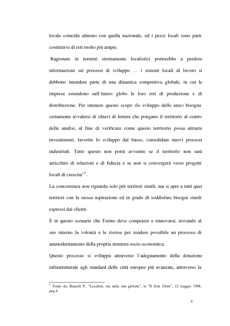 Anteprima della tesi: Un modello di sviluppo socio-economico per Torino. Una città in forte cambiamento, Pagina 4