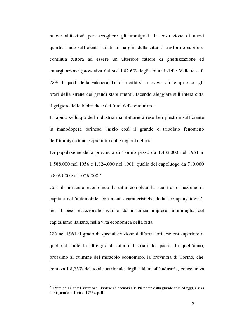 Anteprima della tesi: Un modello di sviluppo socio-economico per Torino. Una città in forte cambiamento, Pagina 9
