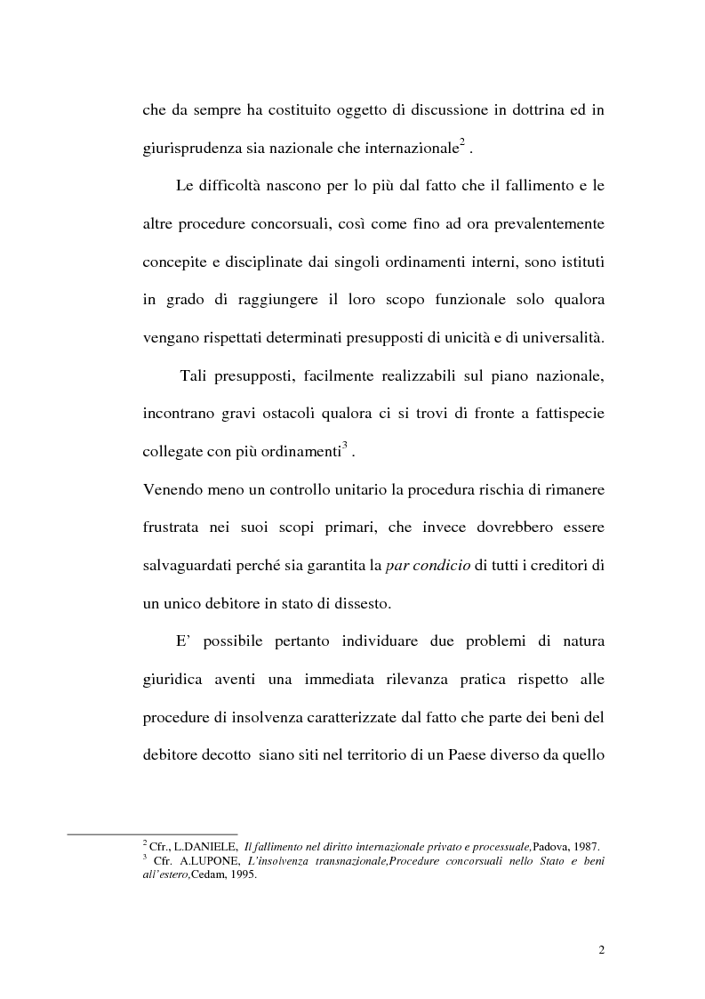 Anteprima della tesi: Il fallimento transfrontaliero nel regolamento comunitario 1346/2000 del 29 maggio 2000, Pagina 10