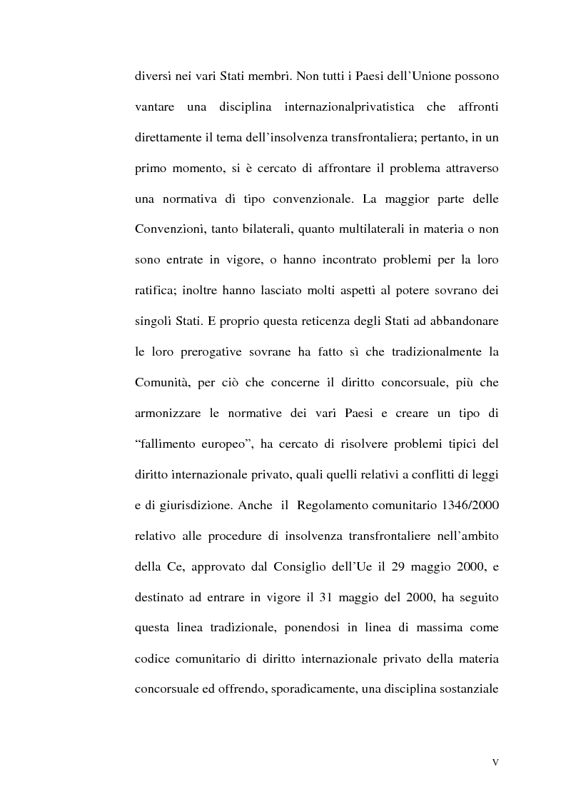 Anteprima della tesi: Il fallimento transfrontaliero nel regolamento comunitario 1346/2000 del 29 maggio 2000, Pagina 5