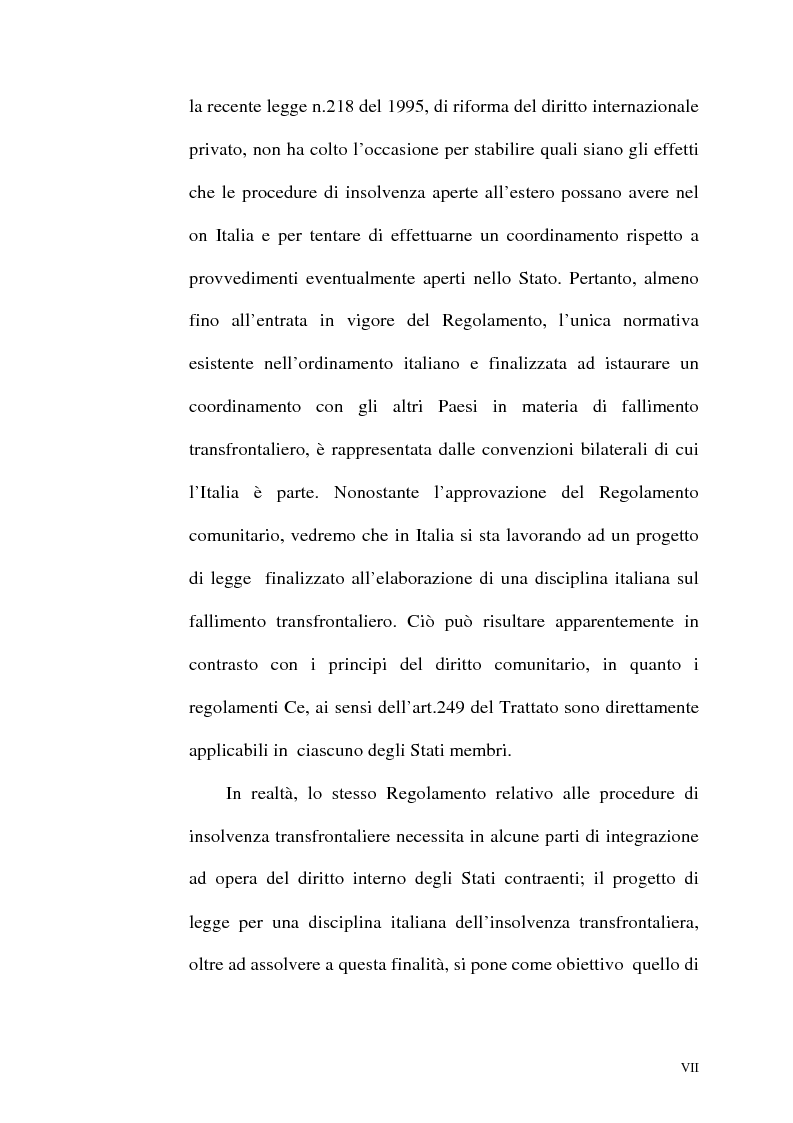 Anteprima della tesi: Il fallimento transfrontaliero nel regolamento comunitario 1346/2000 del 29 maggio 2000, Pagina 7