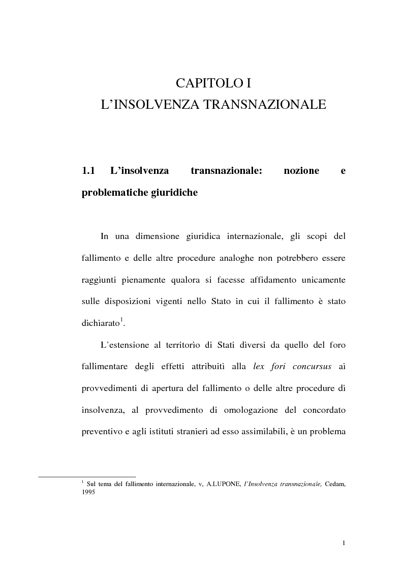 Anteprima della tesi: Il fallimento transfrontaliero nel regolamento comunitario 1346/2000 del 29 maggio 2000, Pagina 9