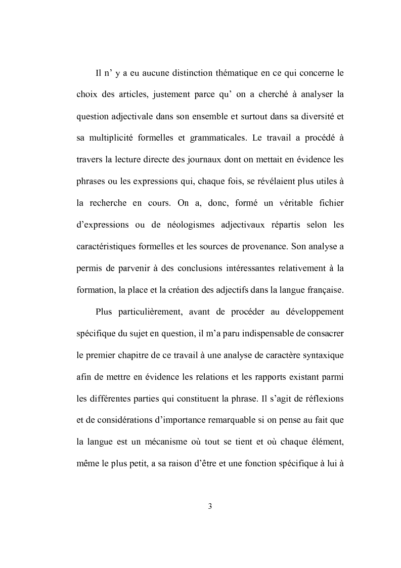 Anteprima della tesi: Formation et place de l'adjectif dans la presse française, Pagina 3
