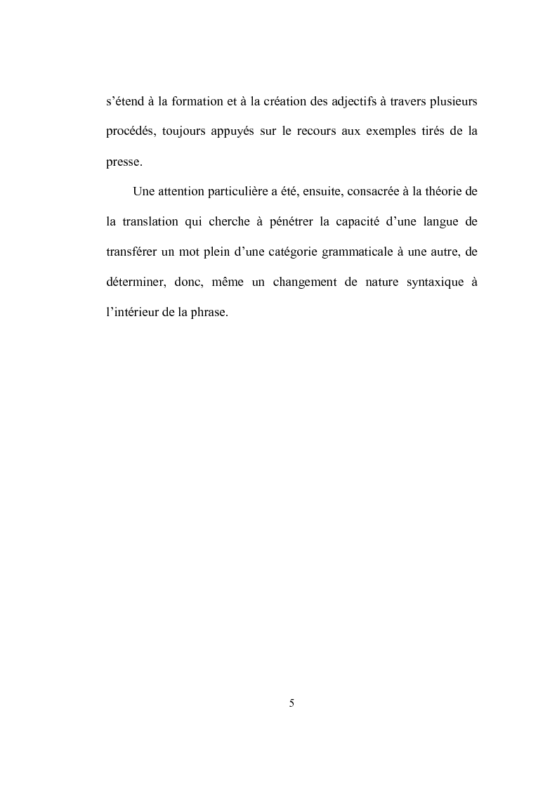 Anteprima della tesi: Formation et place de l'adjectif dans la presse française, Pagina 5