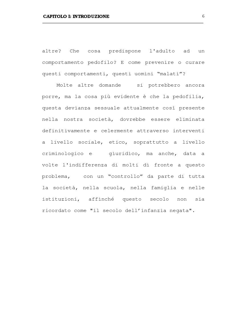 Anteprima della tesi: La pedofilia: aspetti criminologici - psichiatrico forensi, Pagina 6