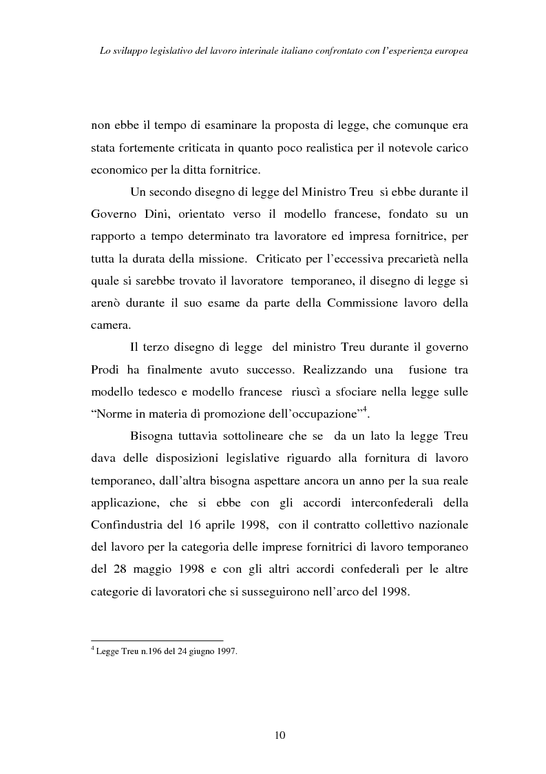 Anteprima della tesi: Lo sviluppo legislativo del lavoro interinale italiano confrontato con l'esperienza europea, Pagina 10