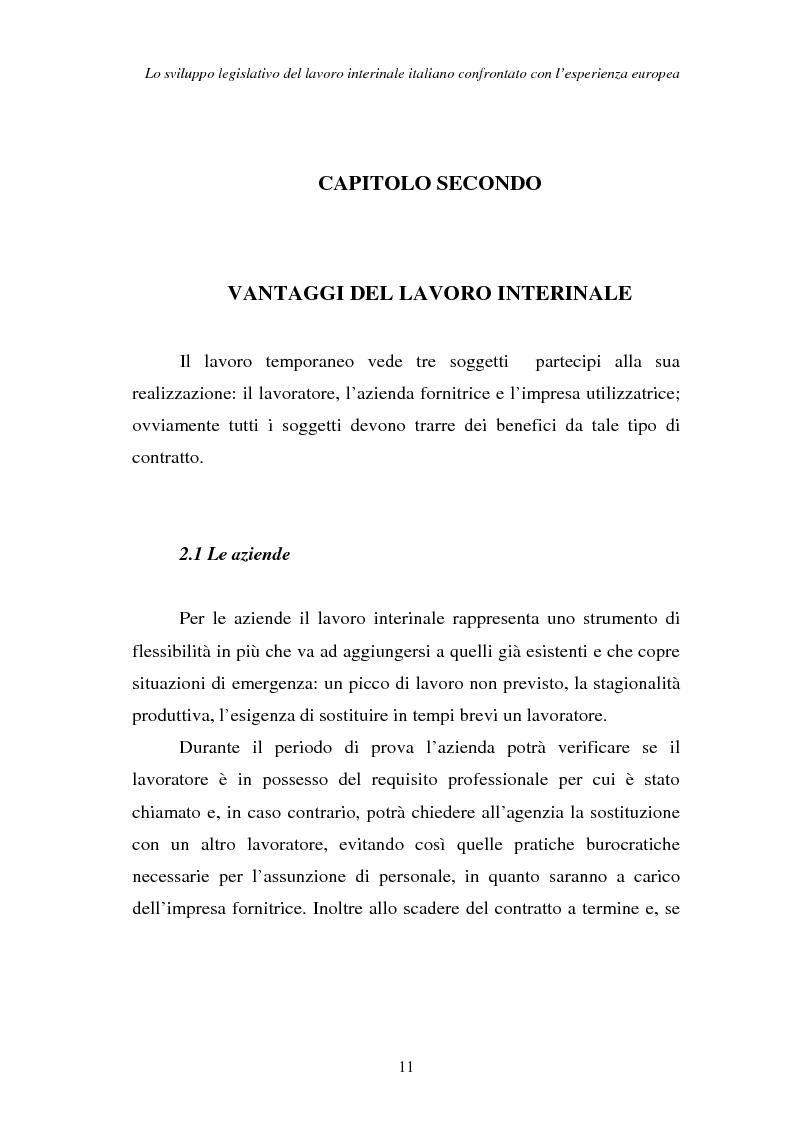 Anteprima della tesi: Lo sviluppo legislativo del lavoro interinale italiano confrontato con l'esperienza europea, Pagina 11
