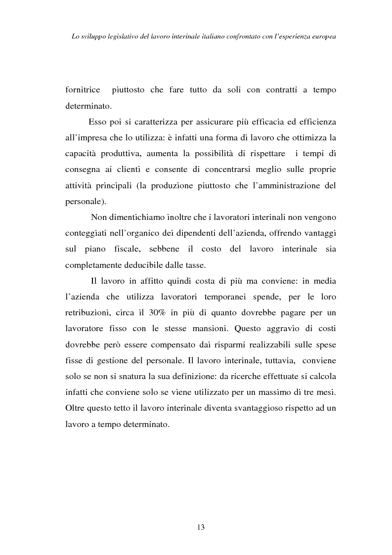 Anteprima della tesi: Lo sviluppo legislativo del lavoro interinale italiano confrontato con l'esperienza europea, Pagina 13