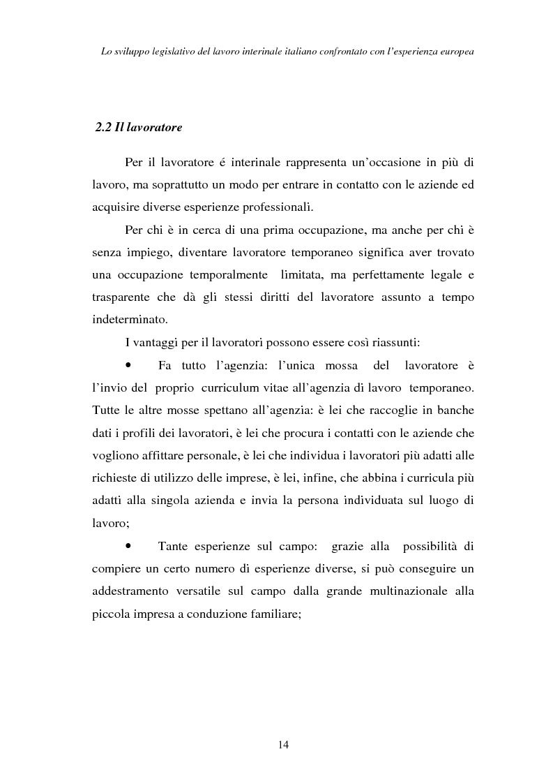 Anteprima della tesi: Lo sviluppo legislativo del lavoro interinale italiano confrontato con l'esperienza europea, Pagina 14