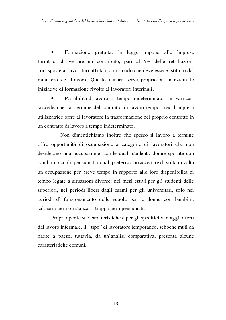 Anteprima della tesi: Lo sviluppo legislativo del lavoro interinale italiano confrontato con l'esperienza europea, Pagina 15