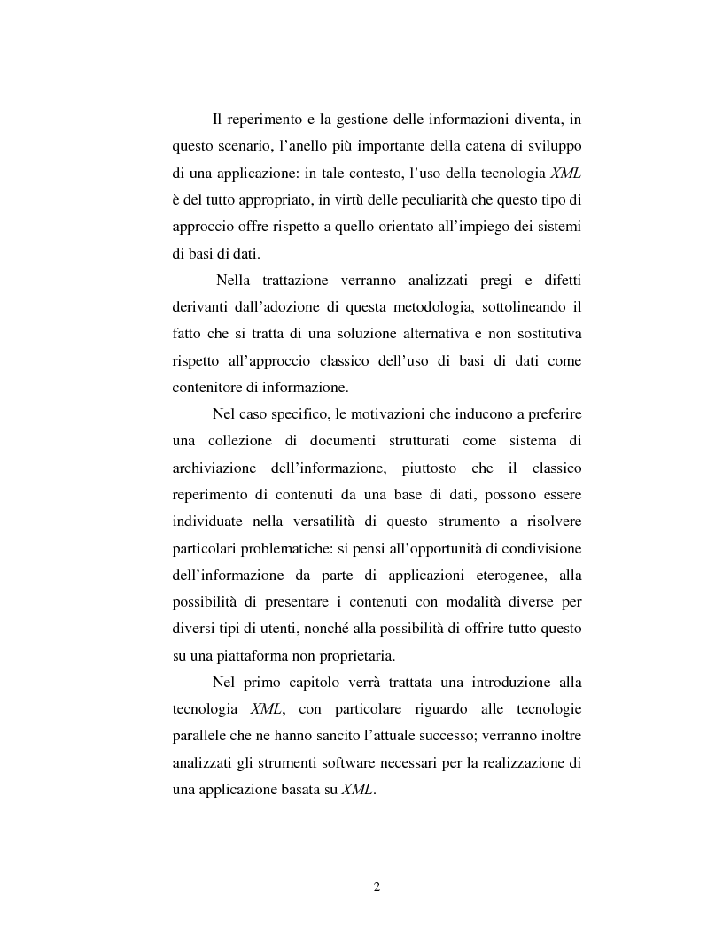 Anteprima della tesi: Un sistema di gestione integrata di documenti strutturati basato su Xml, Pagina 2