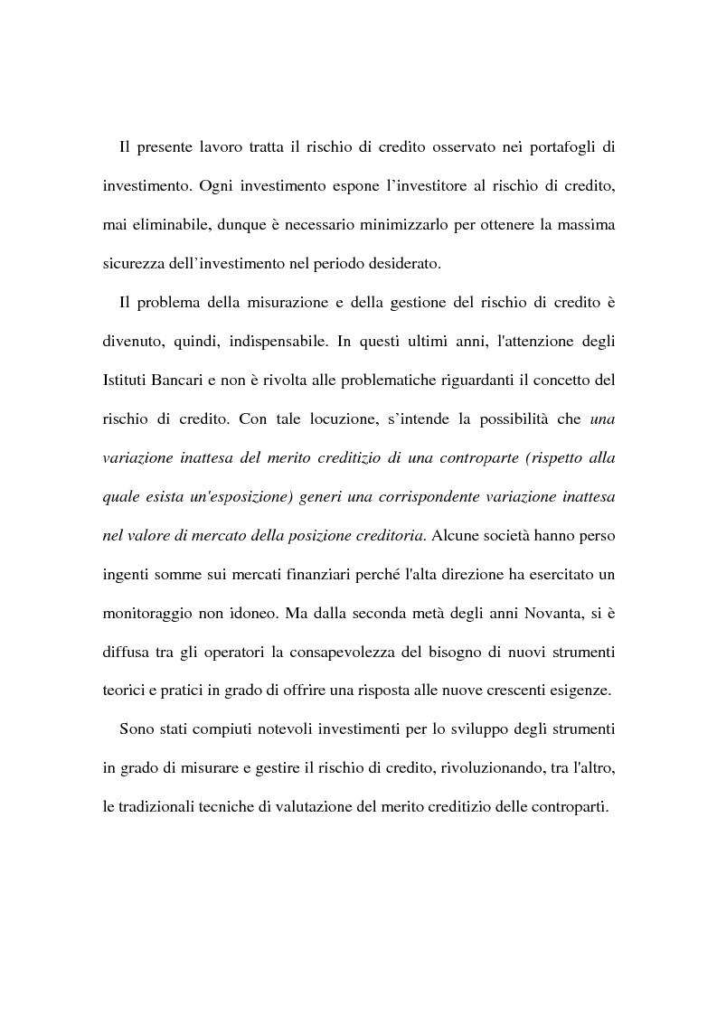 Anteprima della tesi: Rischio di credito nei portafogli di investimento: la metodologia CreditMetrics, Pagina 2
