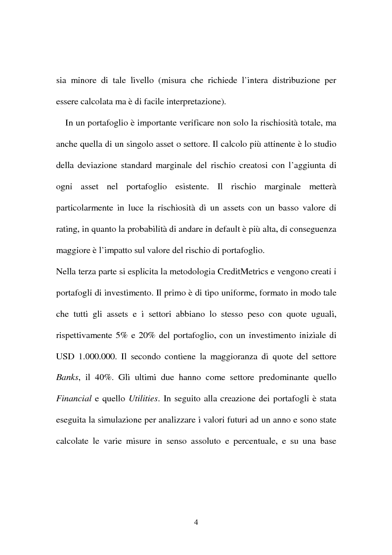 Anteprima della tesi: Rischio di credito nei portafogli di investimento: la metodologia CreditMetrics, Pagina 5