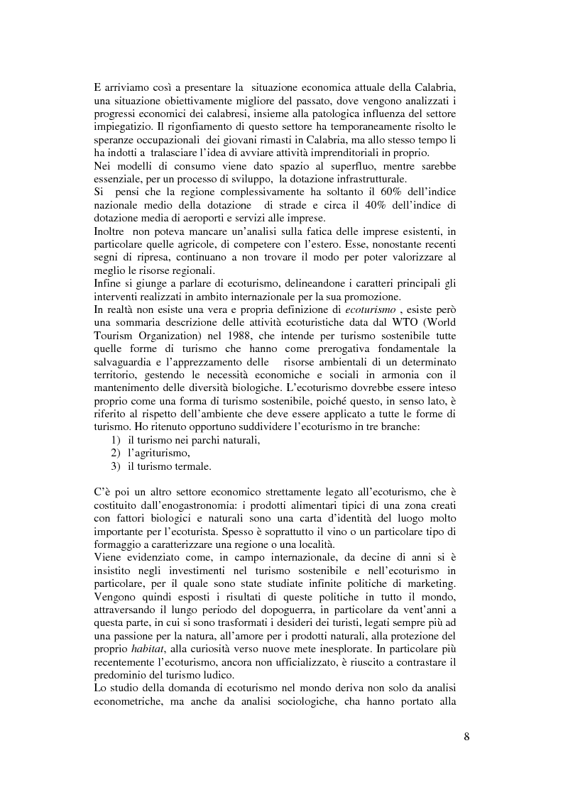Anteprima della tesi: Per un modello di sviluppo della Calabria fondato sull'ecoturismo, Pagina 2