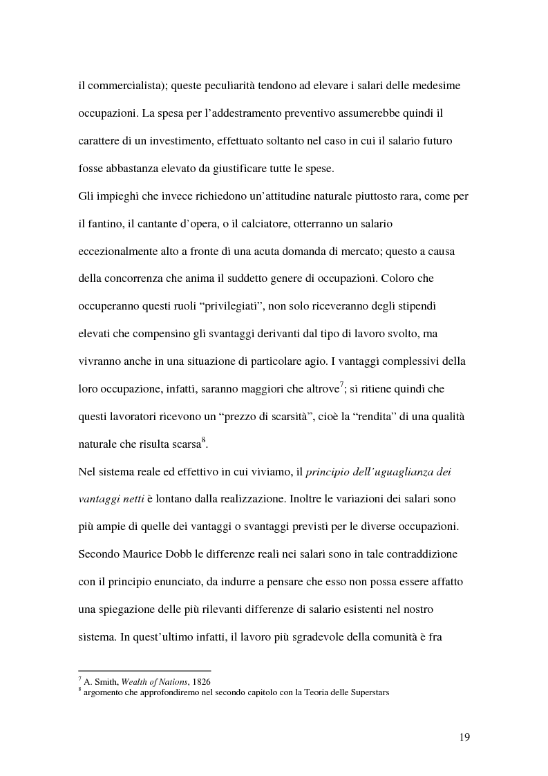 Anteprima della tesi: La teoria economica dei differenziali salariali - Un'applicazione al settore del calcio italiano, Pagina 13
