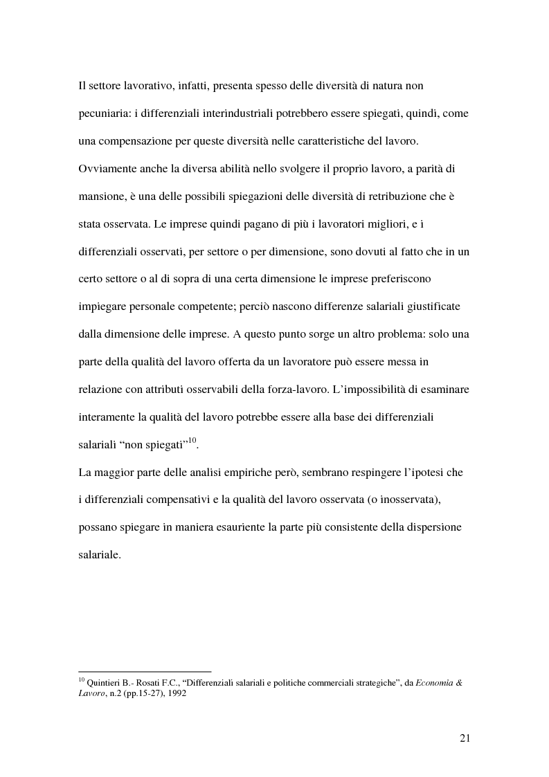 Anteprima della tesi: La teoria economica dei differenziali salariali - Un'applicazione al settore del calcio italiano, Pagina 15