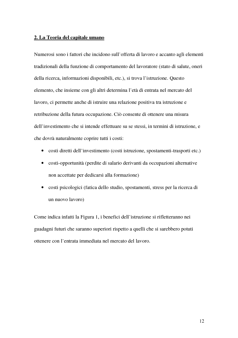 Anteprima della tesi: La teoria economica dei differenziali salariali - Un'applicazione al settore del calcio italiano, Pagina 6