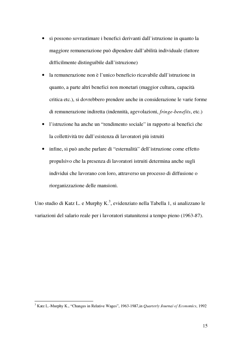 Anteprima della tesi: La teoria economica dei differenziali salariali - Un'applicazione al settore del calcio italiano, Pagina 9