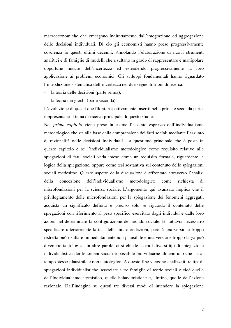 Anteprima della tesi: Dall'individualismo alla cooperazione nella teoria della scelta economica, Pagina 2