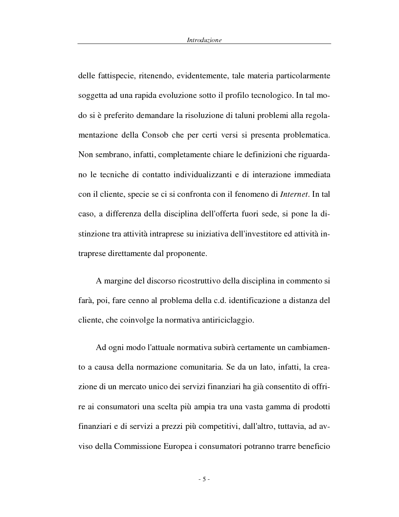 Anteprima della tesi: L'attività di offerta fuori sede e a distanza di servizi e strumenti finanziari, Pagina 5