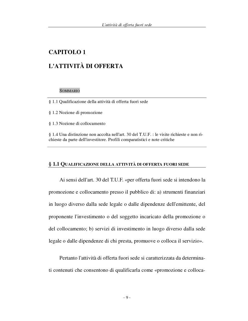 Anteprima della tesi: L'attività di offerta fuori sede e a distanza di servizi e strumenti finanziari, Pagina 9