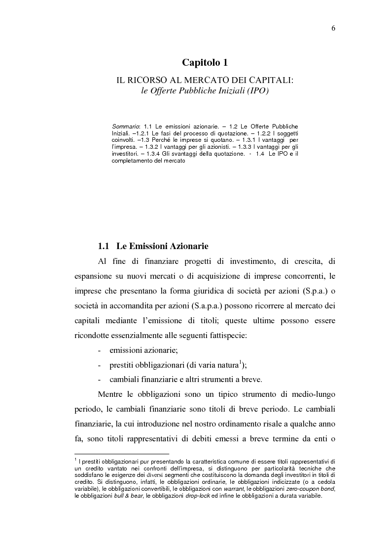 Anteprima della tesi: Initial Pubblic Offering: efficiente strumento di raccolta del risparmio o debacle dei risparmiatori?, Pagina 3