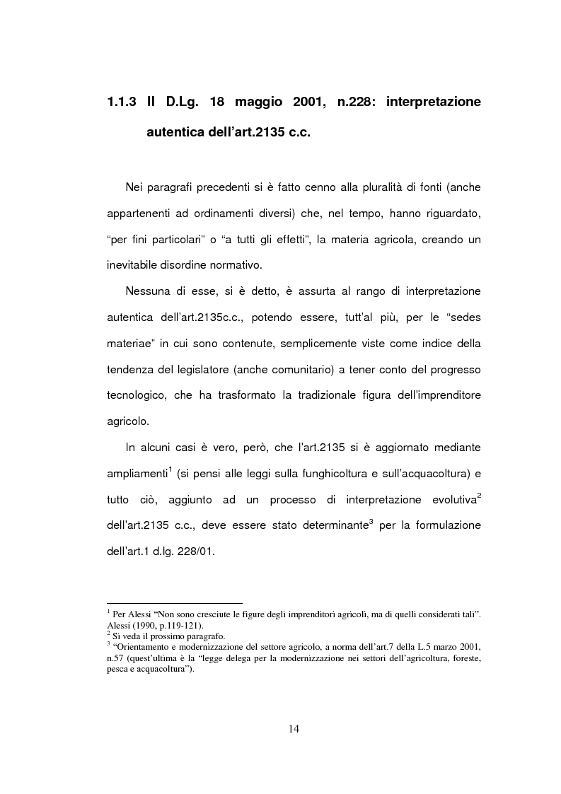 Anteprima della tesi: La delimitazione della fattispecie impresa agricola, Pagina 14