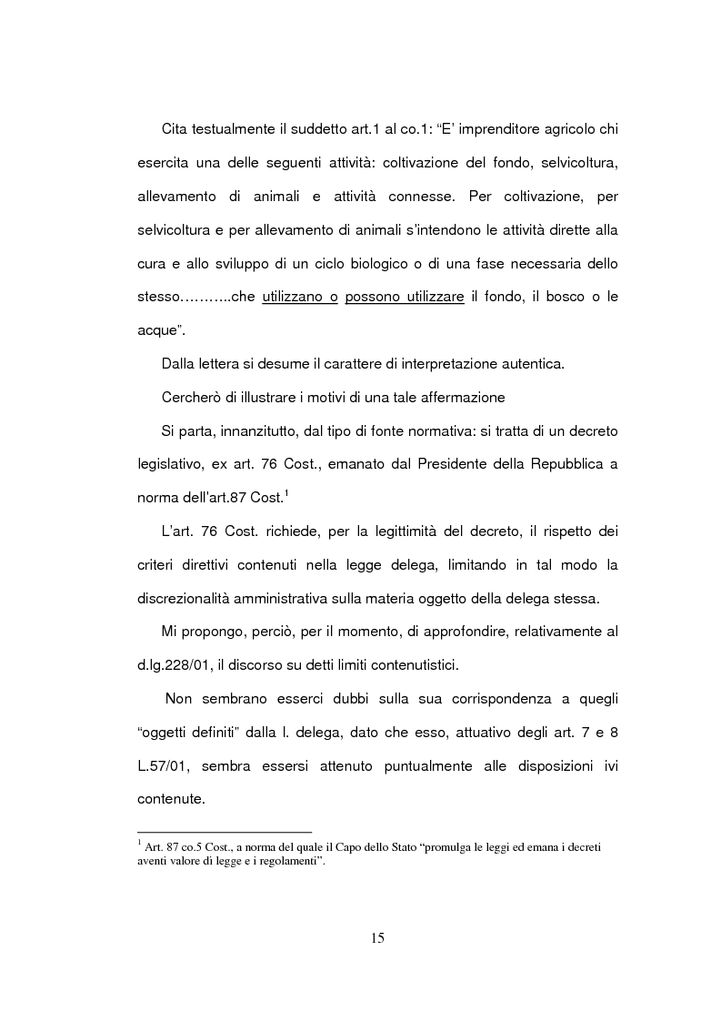 Anteprima della tesi: La delimitazione della fattispecie impresa agricola, Pagina 15