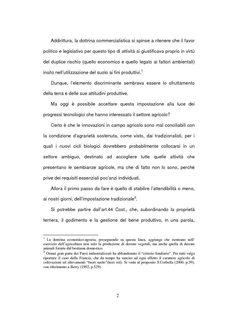 Anteprima della tesi: La delimitazione della fattispecie impresa agricola, Pagina 2