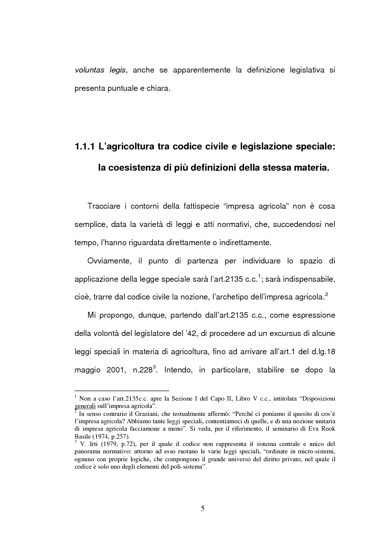Anteprima della tesi: La delimitazione della fattispecie impresa agricola, Pagina 5