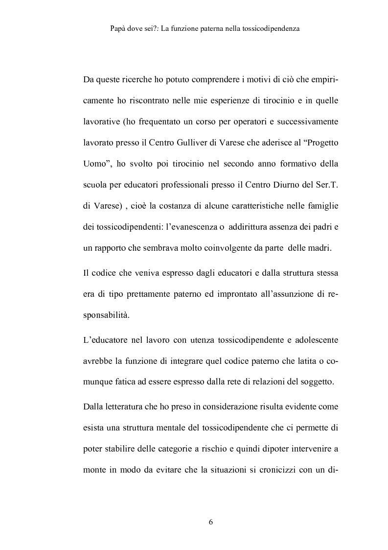 Anteprima della tesi: La funzione paterna nella tossicodipendenza, Pagina 3
