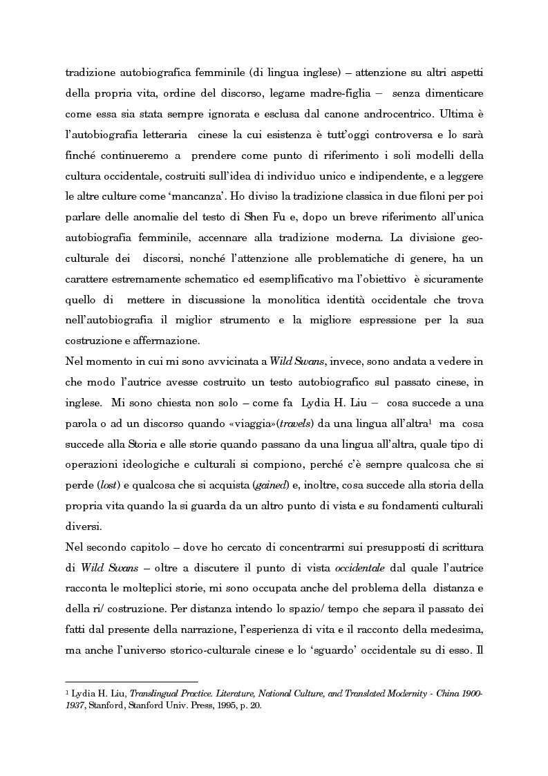 Anteprima della tesi: Wild Swans: storia, auto/biografia e identità femminile, Pagina 2