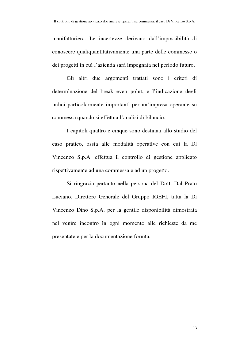 Anteprima della tesi: Il controllo di gestione applicato alle imprese operanti su commessa: il caso Di Vincenzo S.p.A., Pagina 12