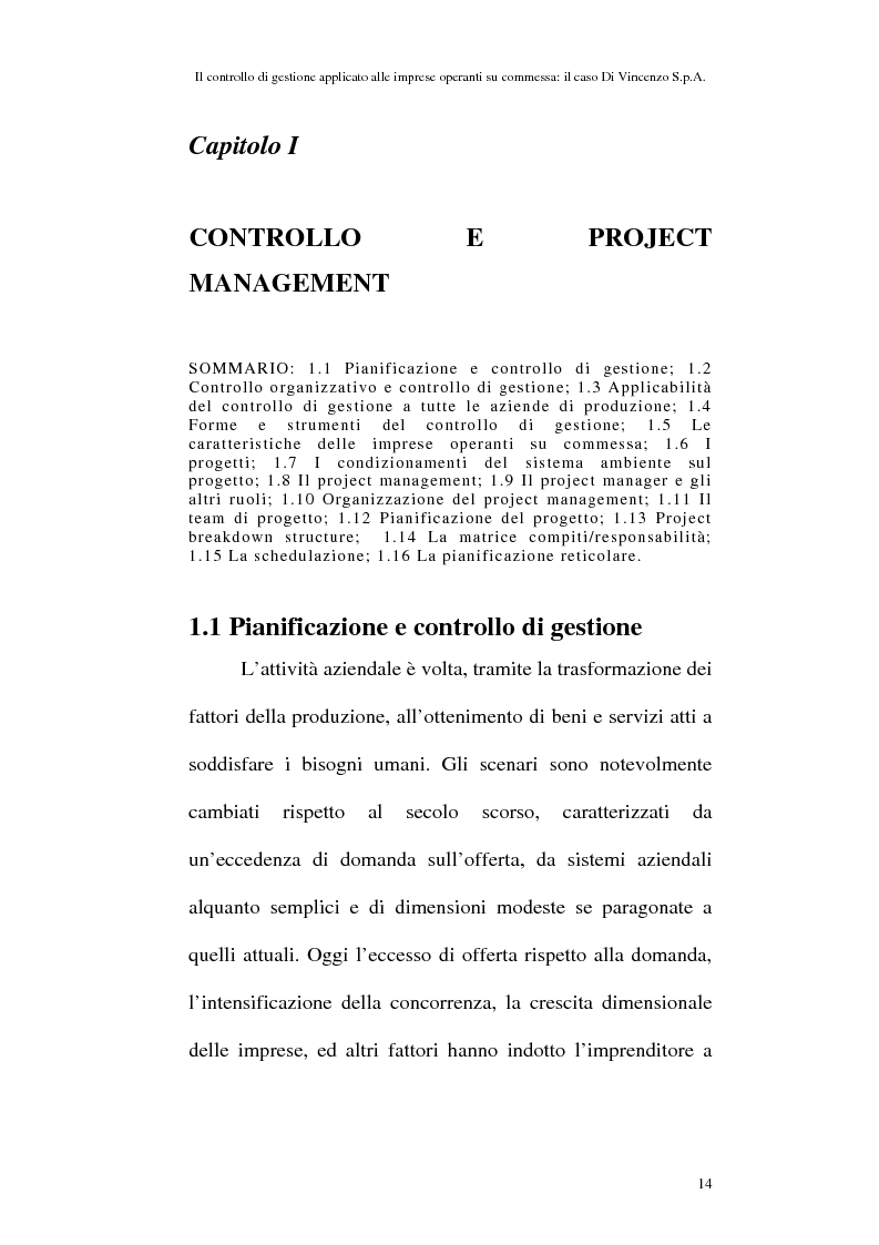 Anteprima della tesi: Il controllo di gestione applicato alle imprese operanti su commessa: il caso Di Vincenzo S.p.A., Pagina 13