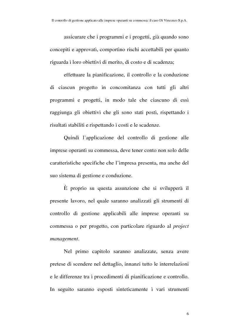 Anteprima della tesi: Il controllo di gestione applicato alle imprese operanti su commessa: il caso Di Vincenzo S.p.A., Pagina 5