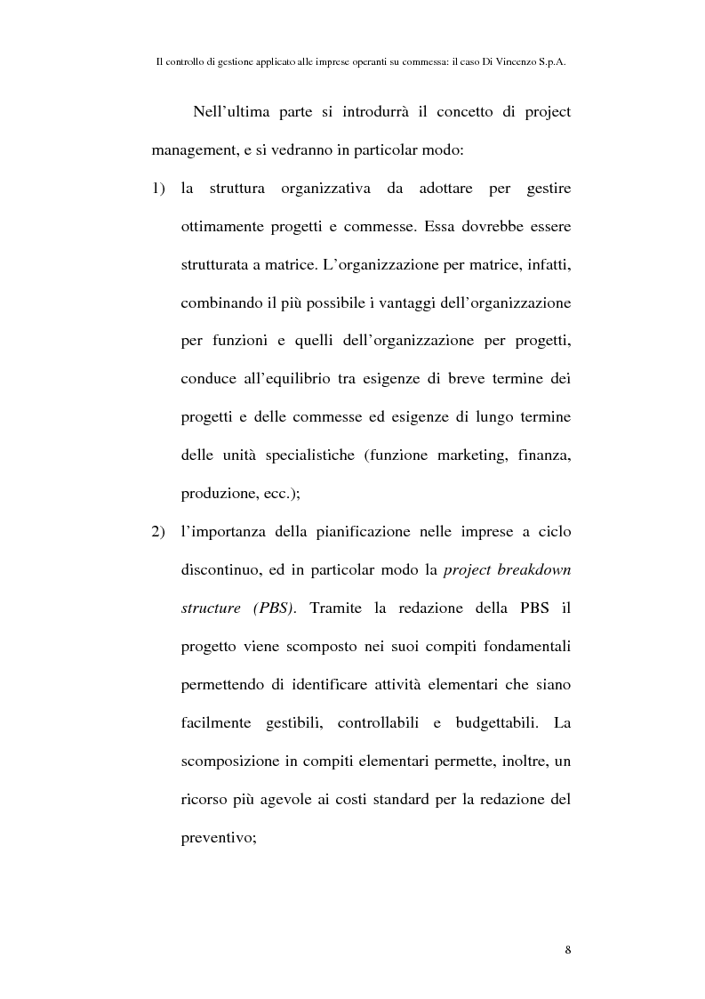 Anteprima della tesi: Il controllo di gestione applicato alle imprese operanti su commessa: il caso Di Vincenzo S.p.A., Pagina 7