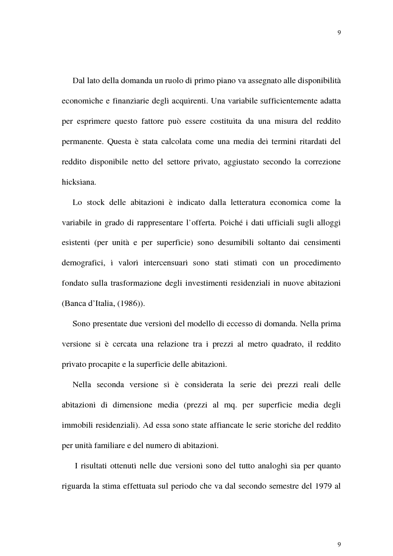 Anteprima della tesi: Il mercato delle abitazioni: modelli teorici ed un'applicazione econometrica sui prezzi in Italia, Pagina 5