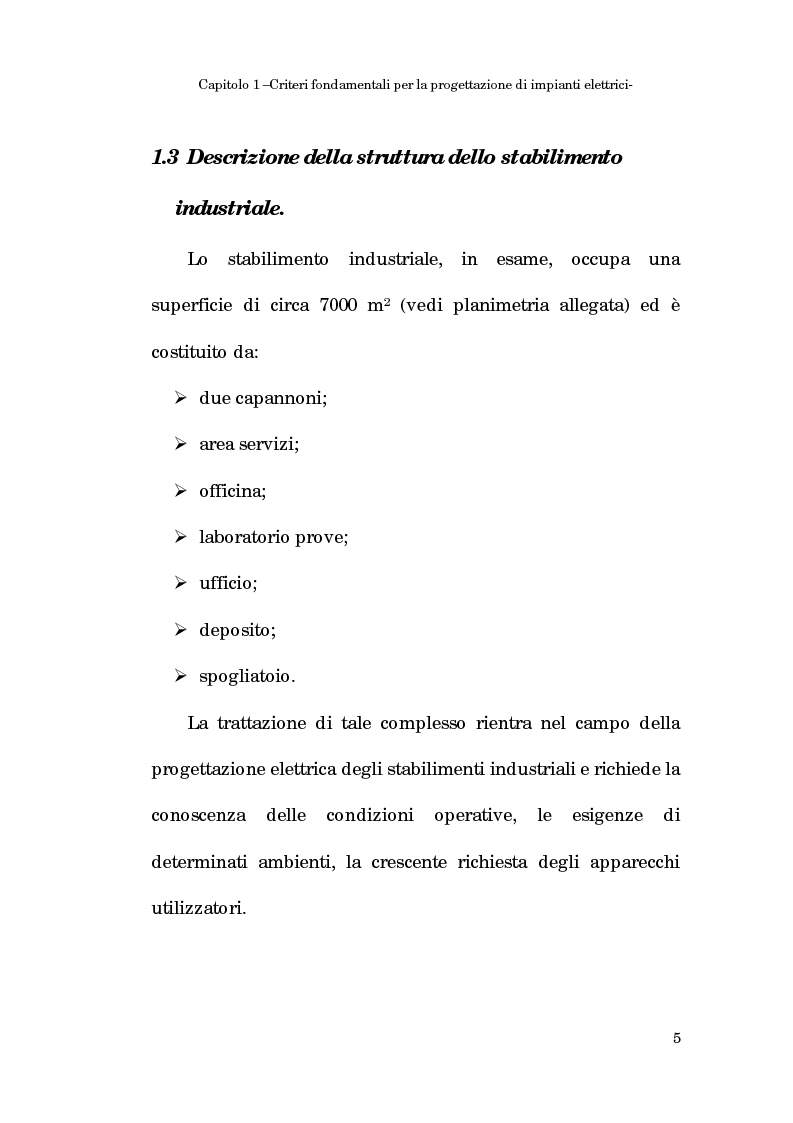 Anteprima della tesi: Progetto dell'impianto elettrico di uno stabilimento per la produzione di cavi, Pagina 5