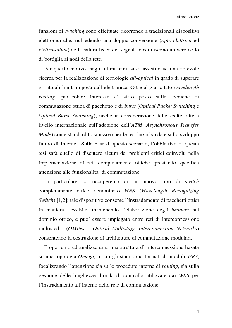 Anteprima della tesi: Architetture multistadio di commutazione ottica basate su dispositivi WRS, Pagina 4