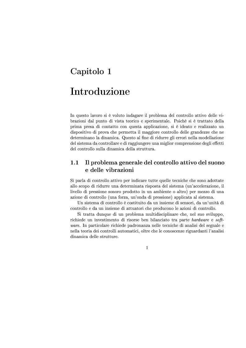 Anteprima della tesi: Controllo attivo delle vibrazioni: sperimentazione su un simulatore dinamico di motore C.I., Pagina 1