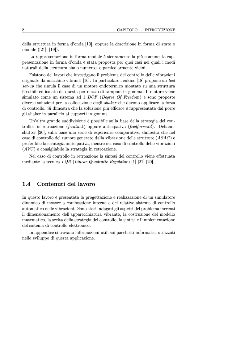 Anteprima della tesi: Controllo attivo delle vibrazioni: sperimentazione su un simulatore dinamico di motore C.I., Pagina 8