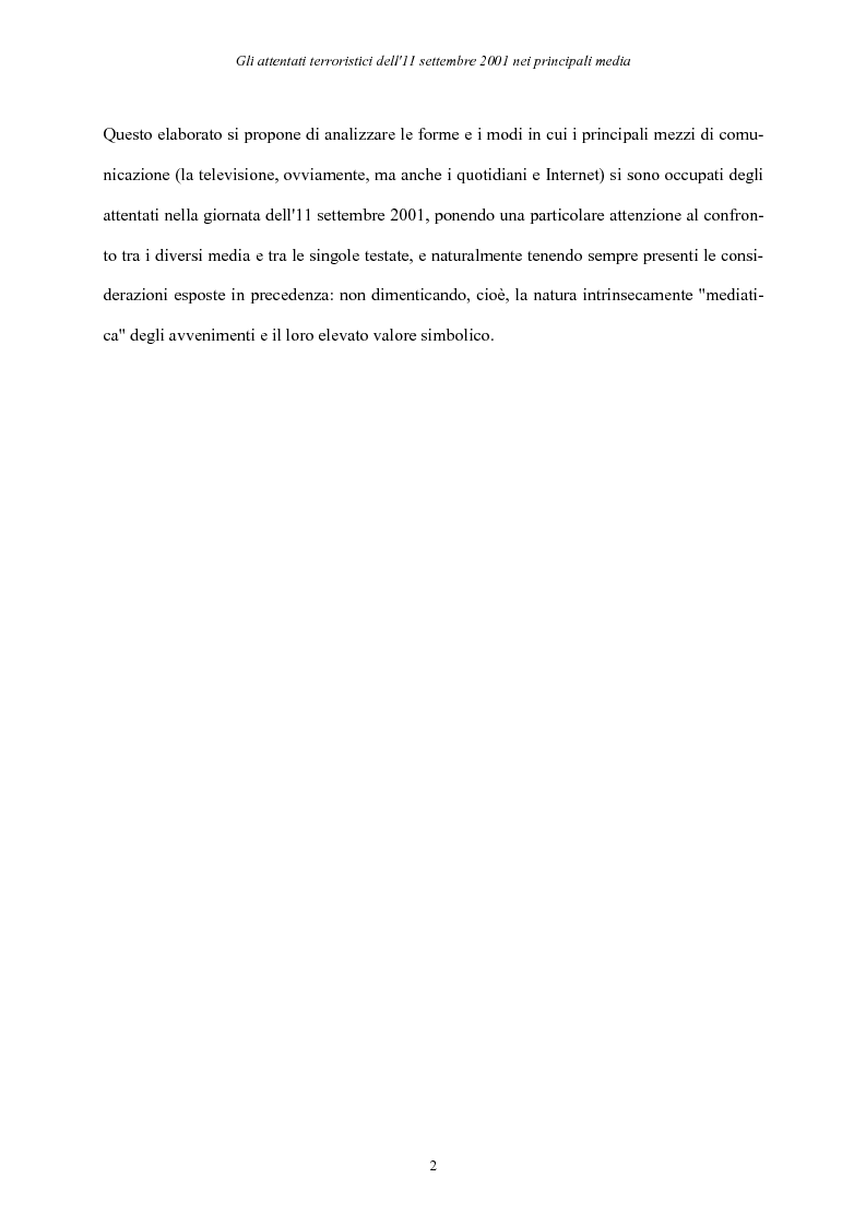 Anteprima della tesi: Gli attentati terroristici dell'11 settembre 2001 nei principali media, Pagina 2