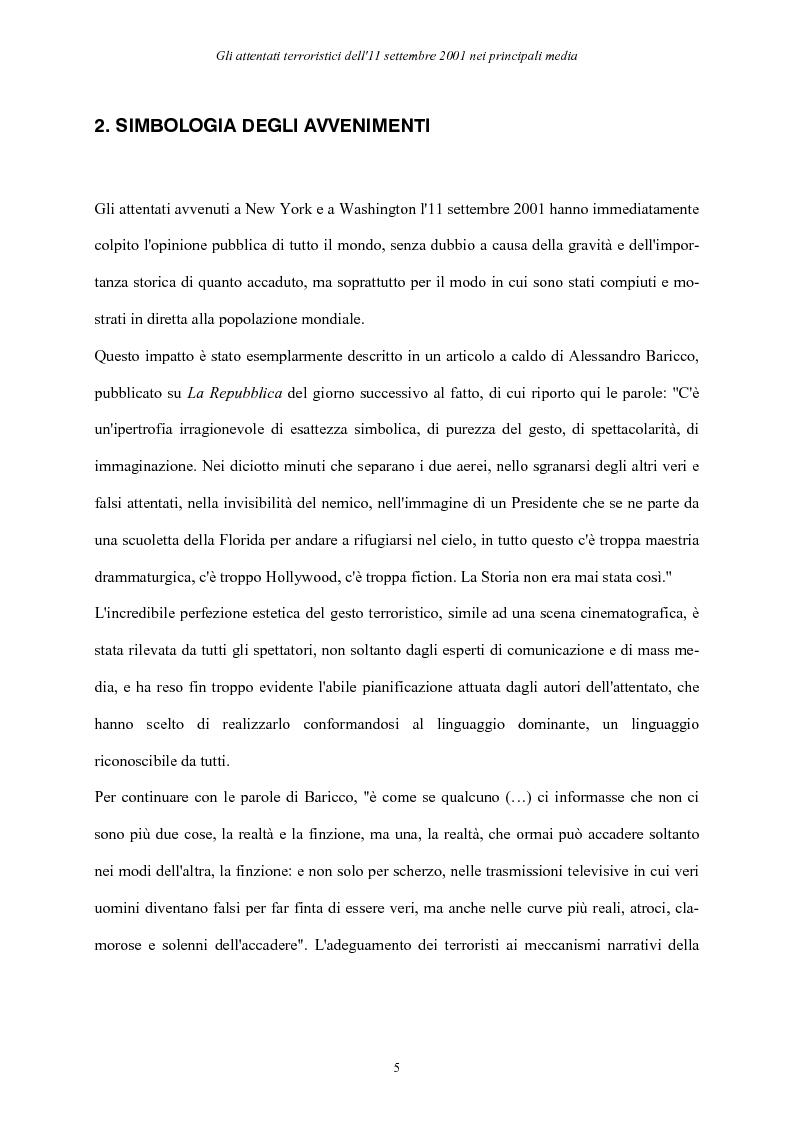 Anteprima della tesi: Gli attentati terroristici dell'11 settembre 2001 nei principali media, Pagina 5