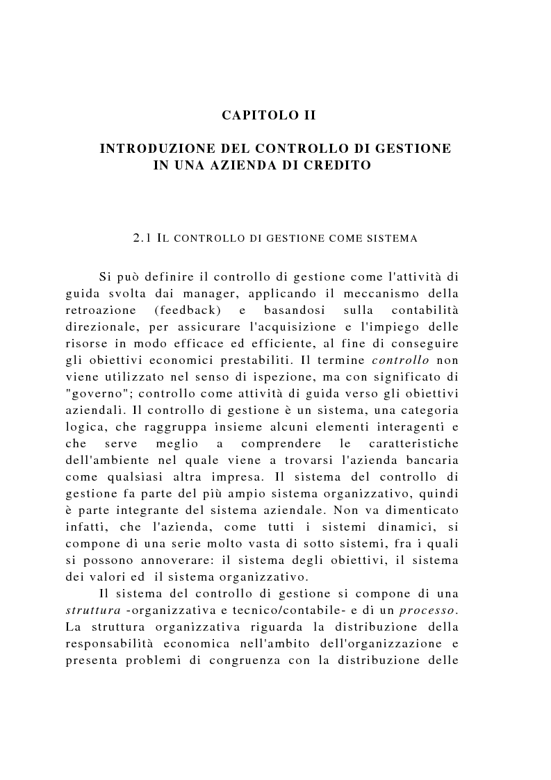 Anteprima della tesi: Il controllo di gestione negli istituti di credito, Pagina 12